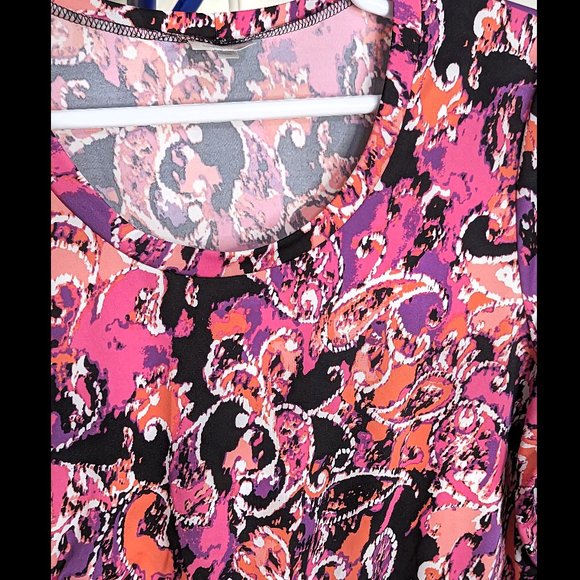 Impressionist AVENUE 18/20 1X Pink Purple, Orange & White Paisley Stretch Blouse - Picture 3 of 5